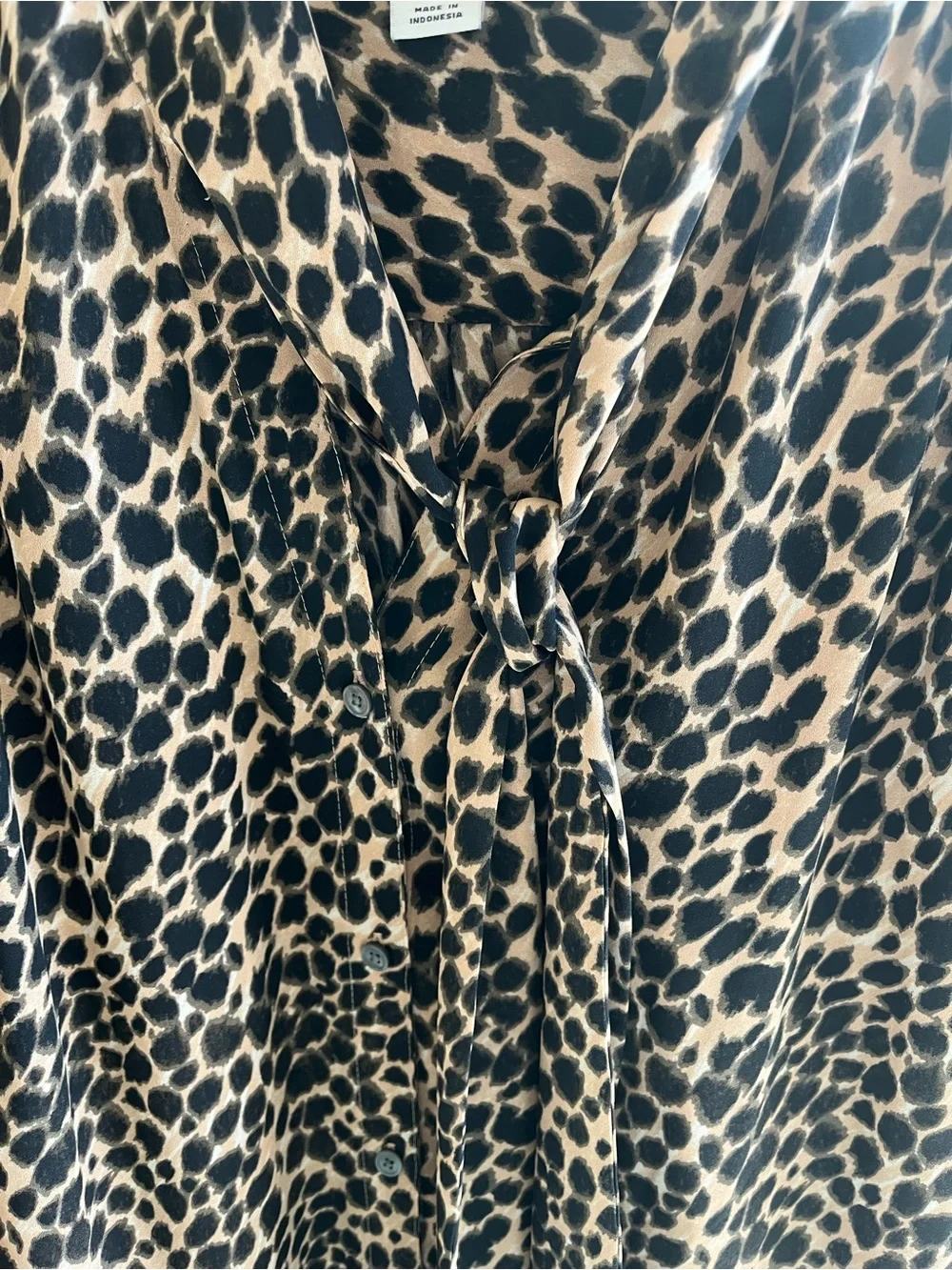 J. Crew Animal Print Long Sleeve Button Down Blouse with a Tie